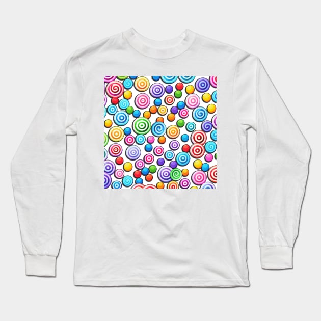 Assorted Candies on White Background (MD23HWN032b) Long Sleeve T-Shirt by Maikell Designs